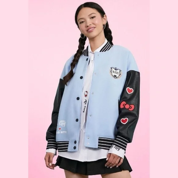 Hello Kitty Varsity Jacket – Light Blue & Black (XO, Kitty) - Picture 2 of 13